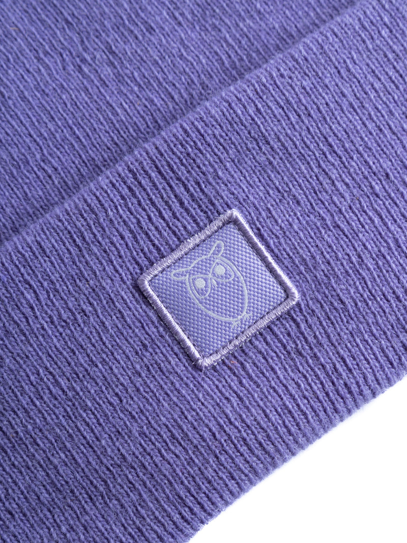 KnowledgeCotton Apparel - UNI Double layer wool beanie Hats 1418 Violet Tulip