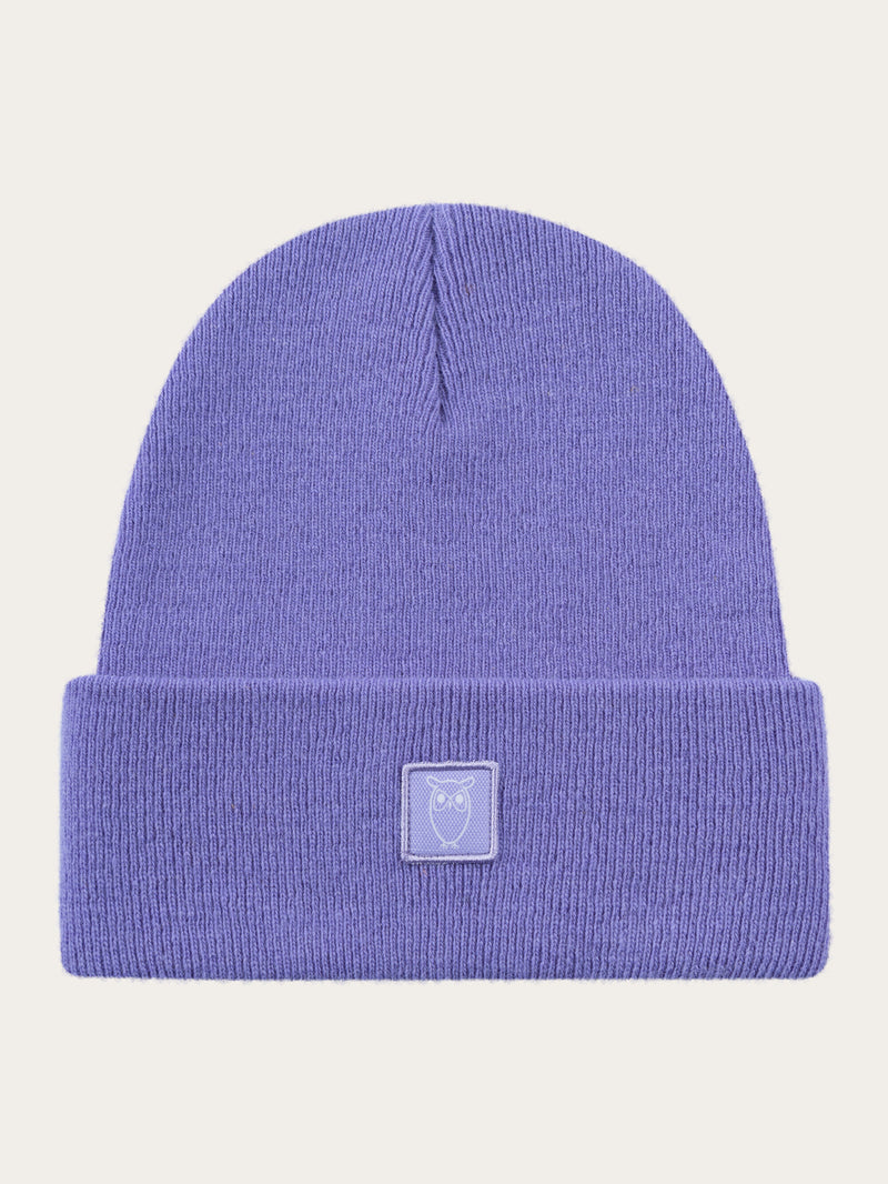 KnowledgeCotton Apparel - UNI Double layer wool beanie Hats 1418 Violet Tulip