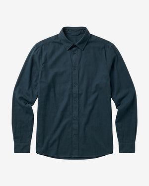 KnowledgeCotton Apparel - MEN Dune regular flannel shirt Shirts 1001 Total Eclipse