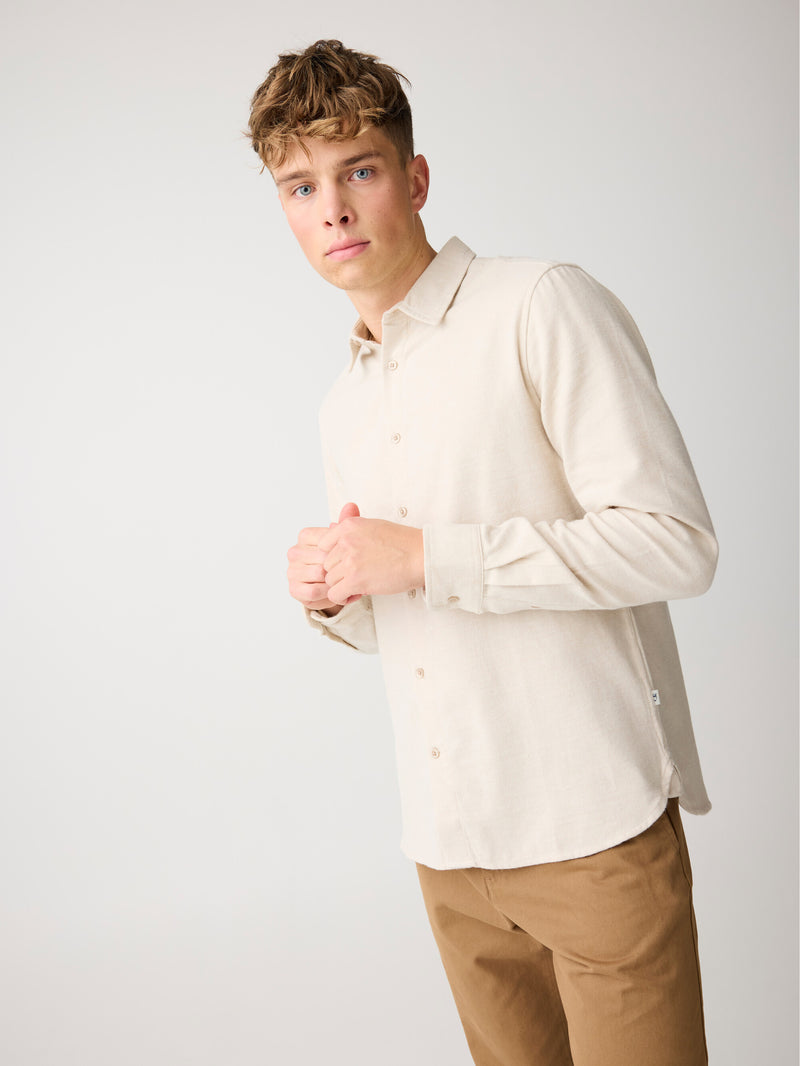 KnowledgeCotton Apparel - MEN Dune regular flannel shirt Shirts 1228 Light feather gray
