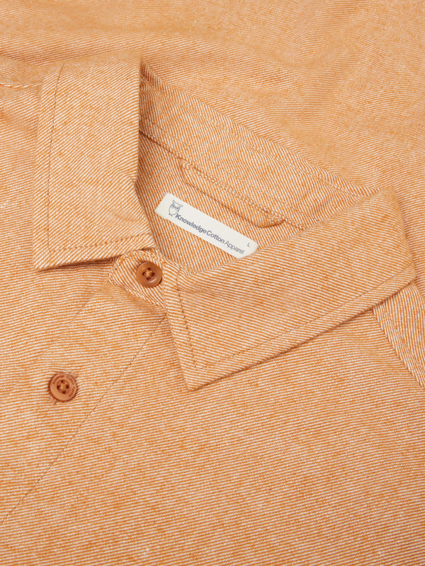 KnowledgeCotton Apparel - MEN Dune regular flannel shirt Shirts 1485 Pumpkin Spice