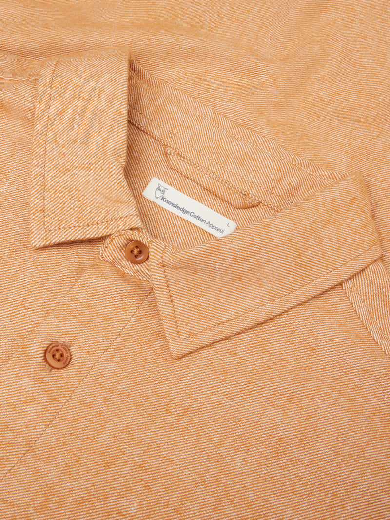 KnowledgeCotton Apparel - MEN Dune regular flannel shirt Shirts 1485 Pumpkin Spice