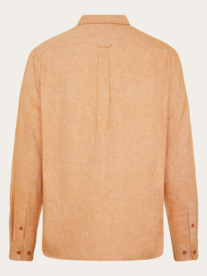 KnowledgeCotton Apparel - MEN Dune regular flannel shirt Shirts 1485 Pumpkin Spice