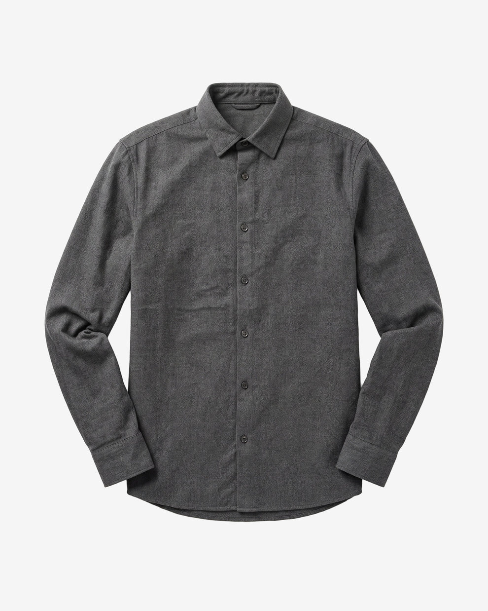 KnowledgeCotton Apparel - MEN Dune regular flannel shirt Shirts 1073 Dark Grey Melange