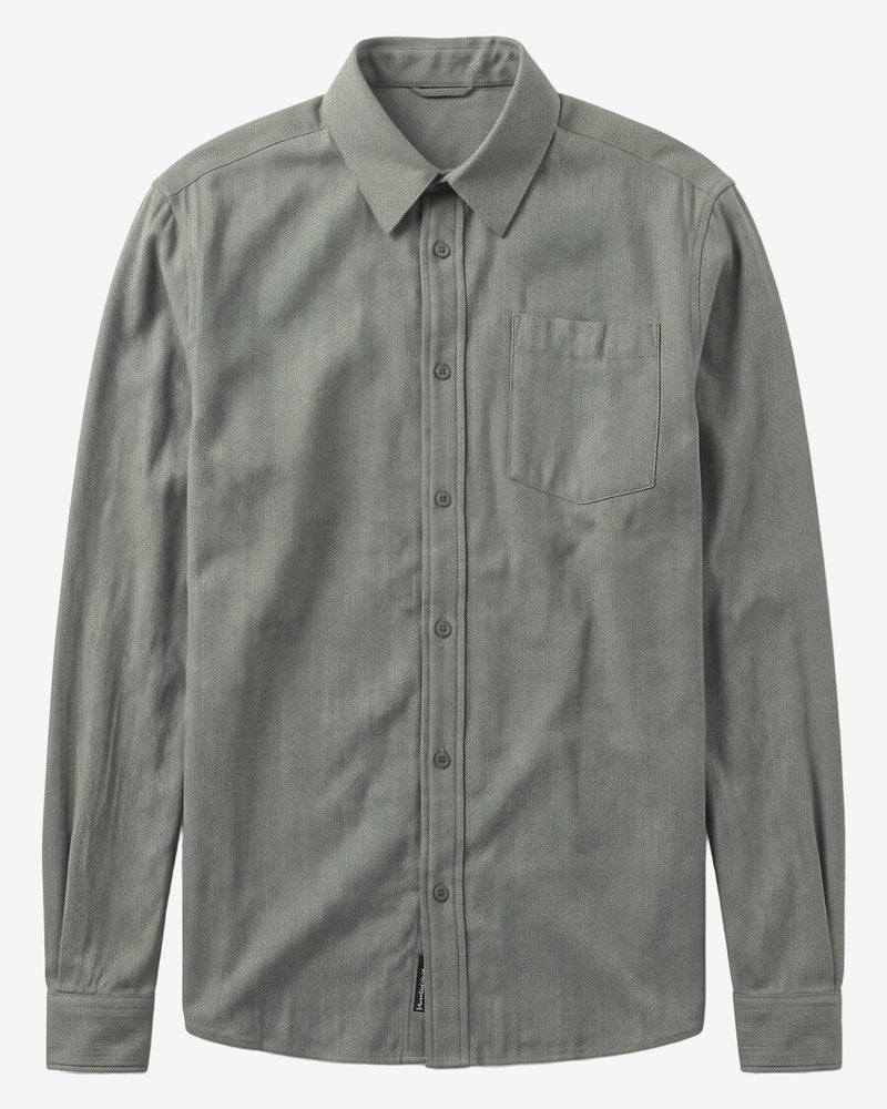 KnowledgeCotton Apparel - MEN Dune regular herringbone shirt Shirts 1090 Forest Night