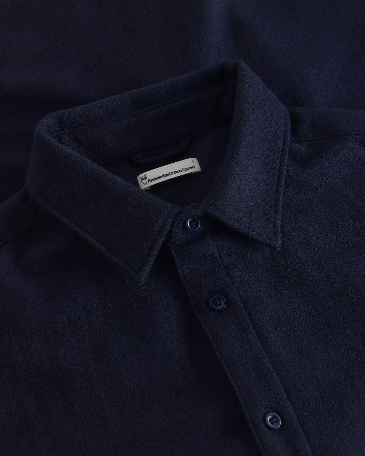 KnowledgeCotton Apparel - MEN Dune regular merino shirt Shirts 1412 Night Sky