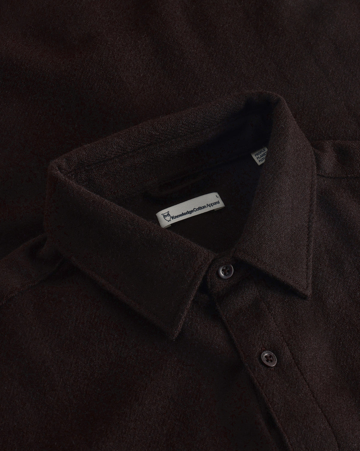 KnowledgeCotton Apparel - MEN Dune regular merino shirt Shirts 1487 Chocolate Torte