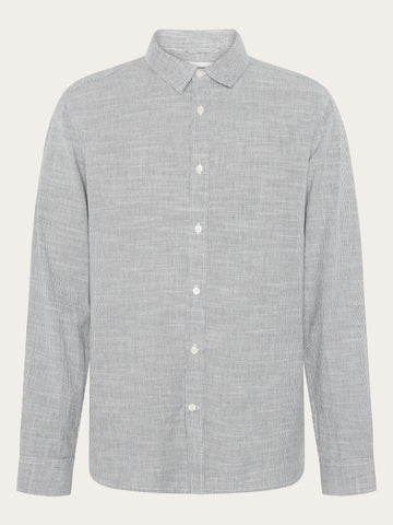 KnowledgeCotton Apparel - MEN Dune regular stripe shirt Shirts 8021 Blue stripe