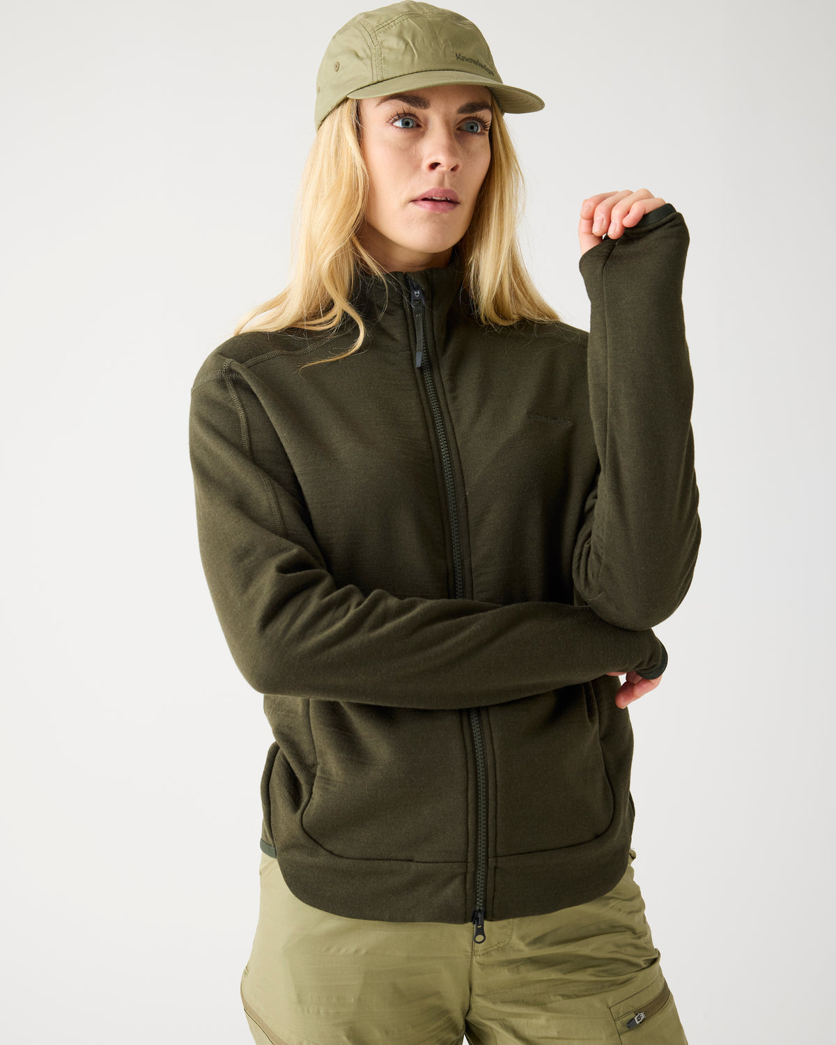 KnowledgeCotton Apparel - WMN Dynamic wool fleece full zip Fleeces 1090 Forest Night