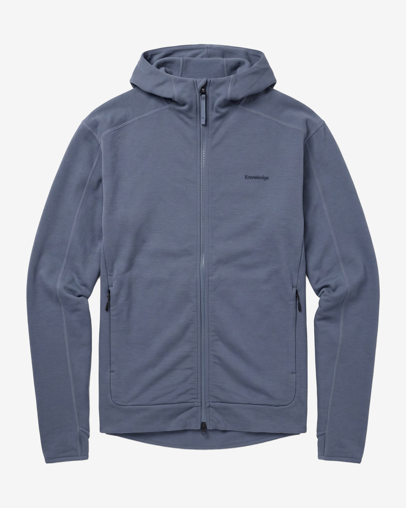 KnowledgeCotton Apparel - MEN Dynamic wool fleece hoodie Fleeces 1226 Vintage Indigo