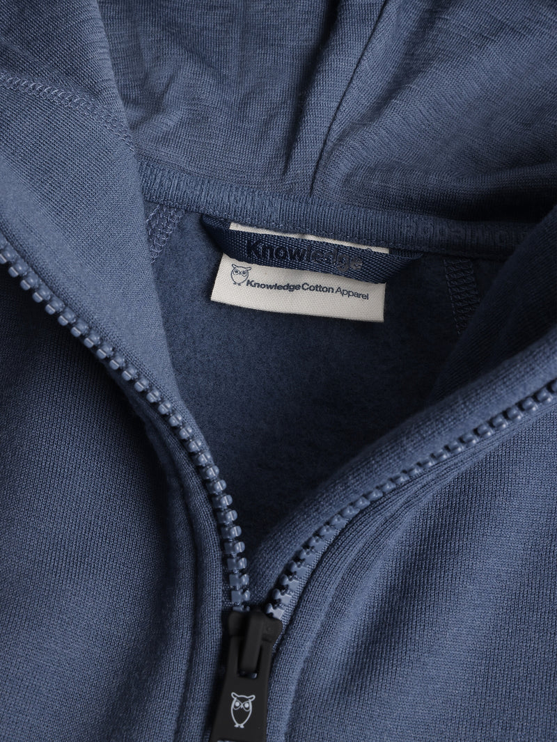 KnowledgeCotton Apparel - WMN Dynamic wool fleece hoodie Fleeces 1226 Vintage Indigo