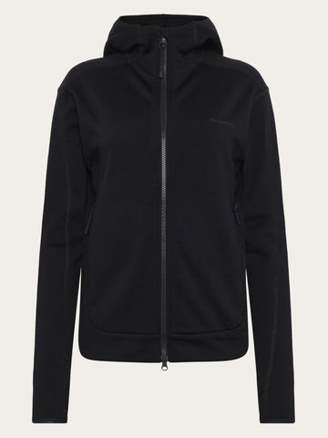 KnowledgeCotton Apparel - WMN Dynamic wool fleece hoodie Fleeces 1300 Black Jet