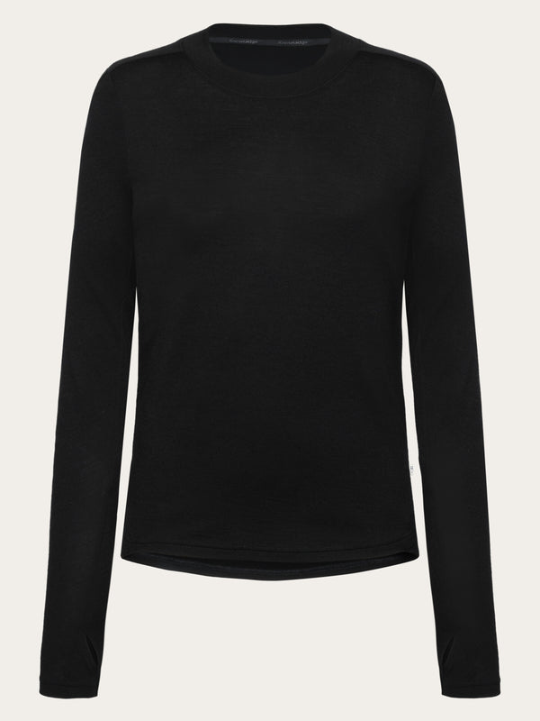 KnowledgeCotton Apparel - WMN Dynamic wool long sleeve t-shirt Long Sleeves 1300 Black Jet