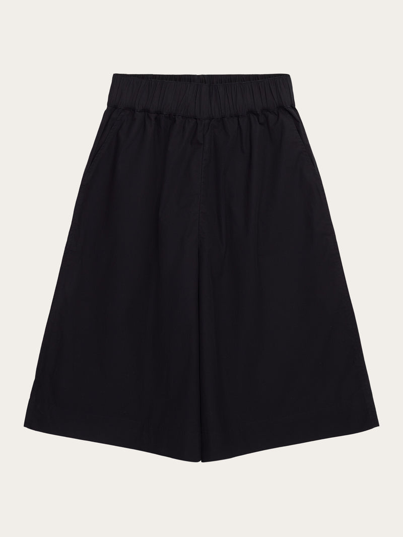 KnowledgeCotton Apparel - WMN EVE culotte high-rise extra wide shorts - GOTS/Vegan Shorts 1300 Black Jet