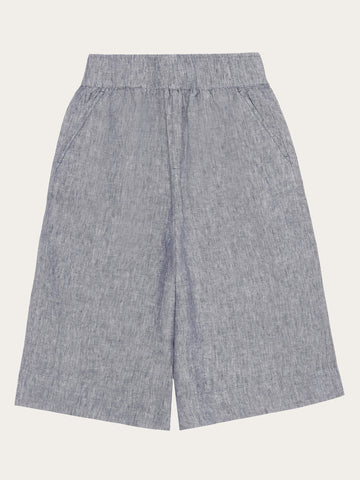 KnowledgeCotton Apparel - WMN Eve wide linen culotte shorts Shorts 1226 Vintage Indigo