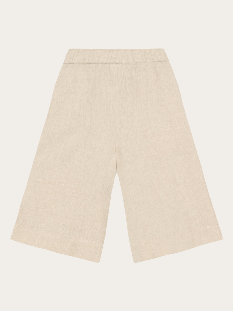 KnowledgeCotton Apparel - WMN EVE culotte high-rise wide linen shorts - GOTS/Vegan Shorts 1449 Yarndyed - Light feather gray