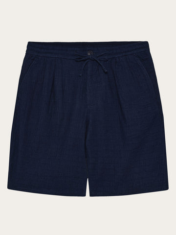 KnowledgeCotton Apparel - MEN Fig loose dobby shorts Shorts 1483 Indigo