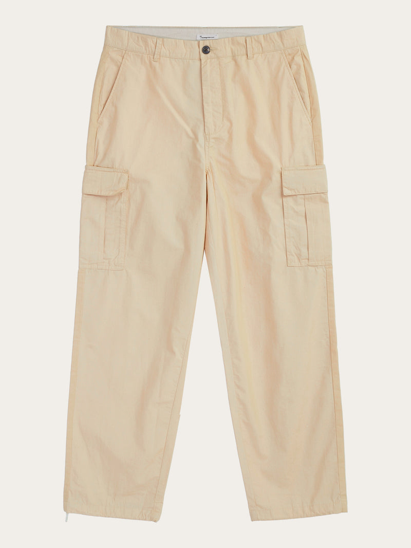 KnowledgeCotton Apparel - MEN FIG loose cargo poplin pants - GOTS/Vegan Pants 1228 Light feather gray