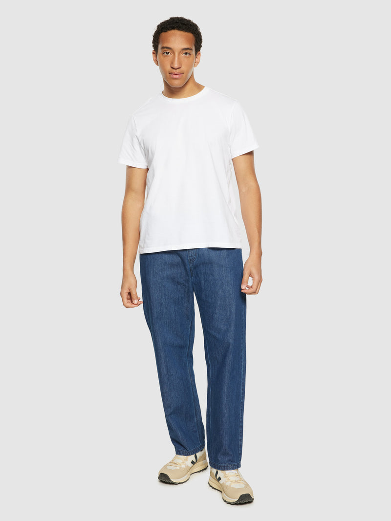 KnowledgeCotton Apparel - MEN FIG loose denim pants - GOTS/Vegan Denim jeans 3059 Dark Blue denim