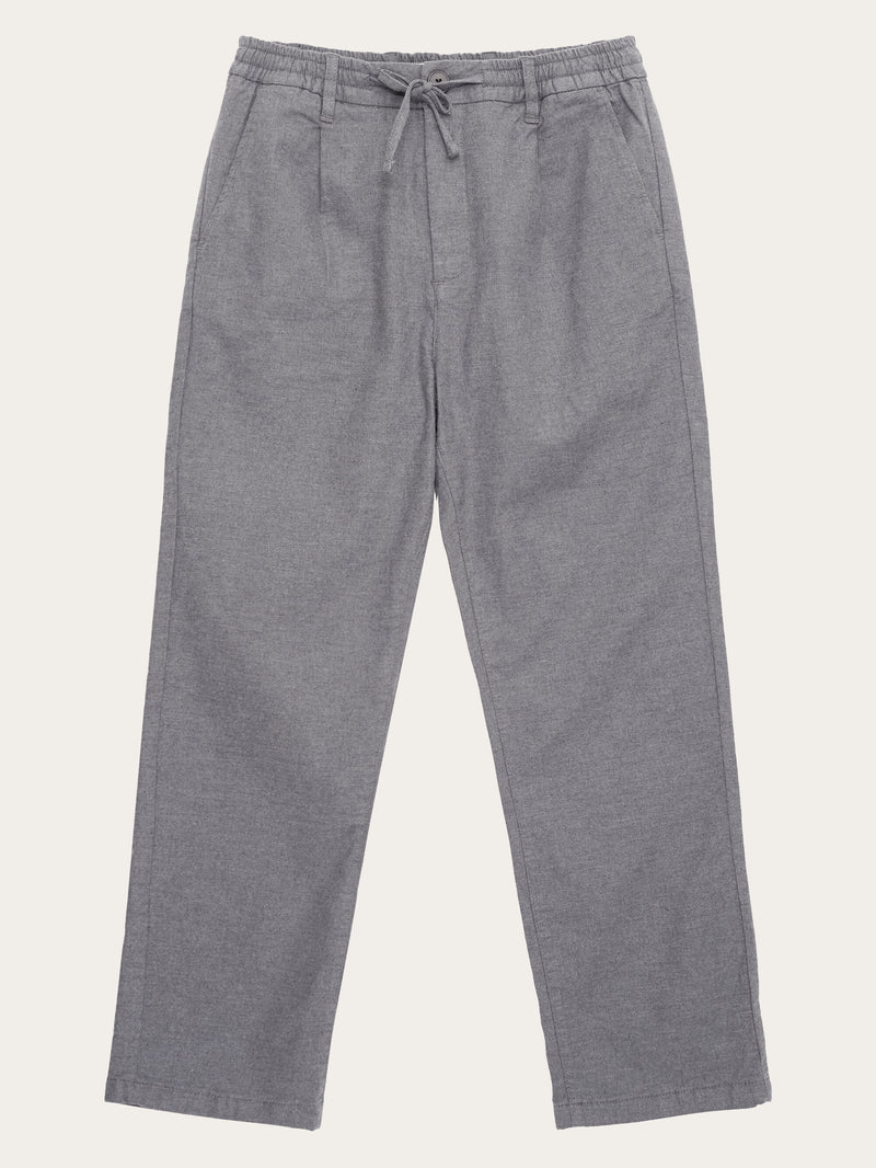 KnowledgeCotton Apparel - MEN FIG loose flannel chino pants Pants 1073 Dark Grey Melange
