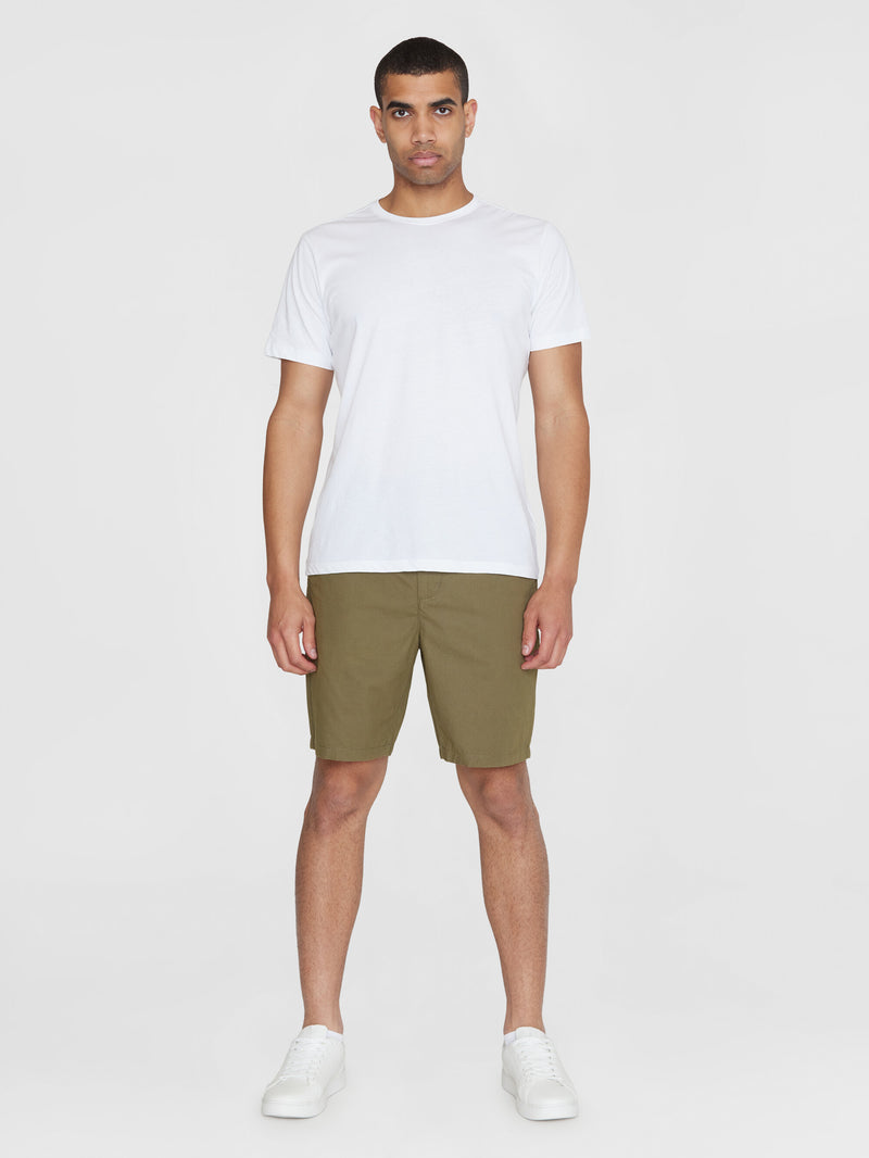 KnowledgeCotton Apparel - MEN FIG loose poplin elastic waist string shorts - GOTS/Vegan Shorts 1068 Burned Olive