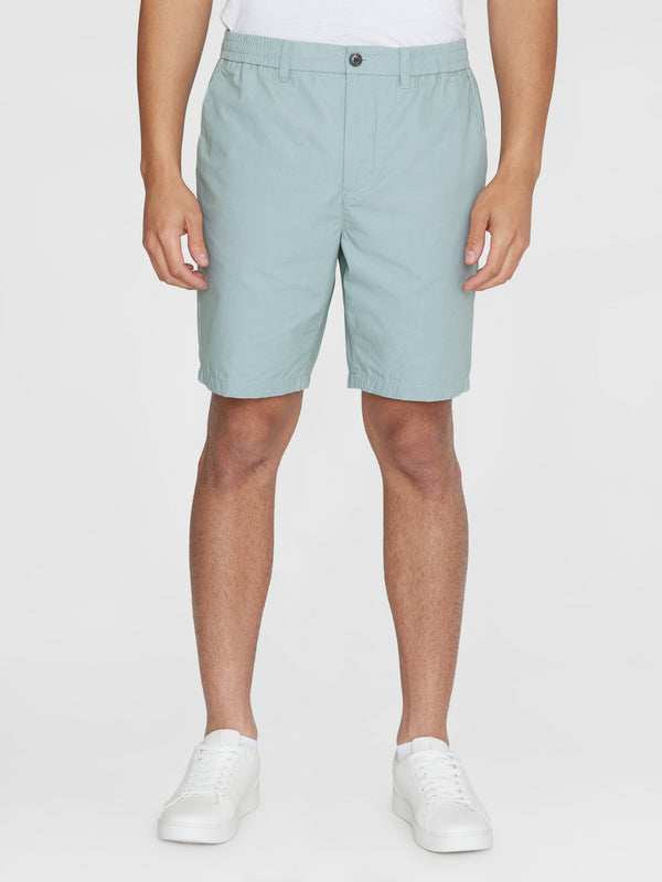 KnowledgeCotton Apparel - MEN FIG loose poplin elastic waist string shorts - GOTS/Vegan Shorts 1436 Gray Mist