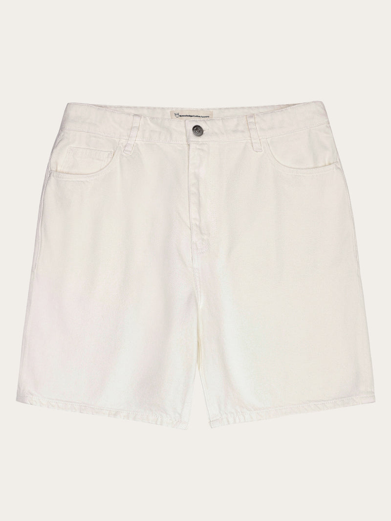 KnowledgeCotton Apparel - MEN FLINT 5-pocket raw twill shorts - GOTS/Vegan Shorts 1387 Egret