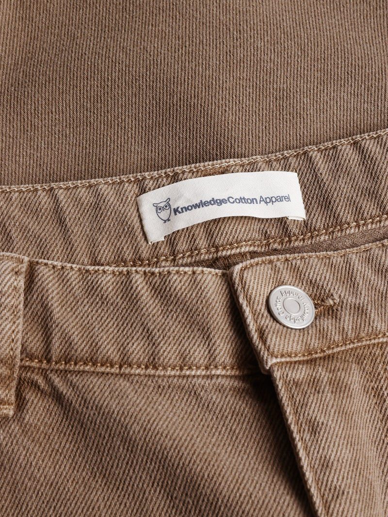 KnowledgeCotton Apparel - MEN FLINT 5-pocket raw twill shorts - GOTS/Vegan Shorts 1441 Tiramisu