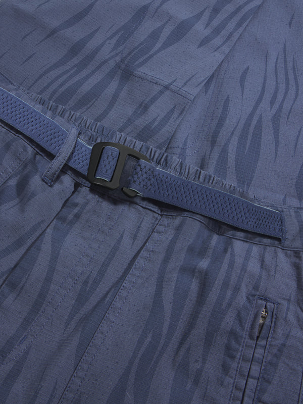 KnowledgeCotton Apparel - MEN FLINT ripstop Northern Lights twill belt cargo pants - GOTS/Vegan Pants 9921 Blue