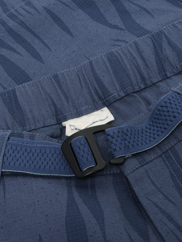 KnowledgeCotton Apparel - MEN FLINT ripstop Northern Lights twill belt cargo shorts - GOTS/Vegan Shorts 9921 Blue