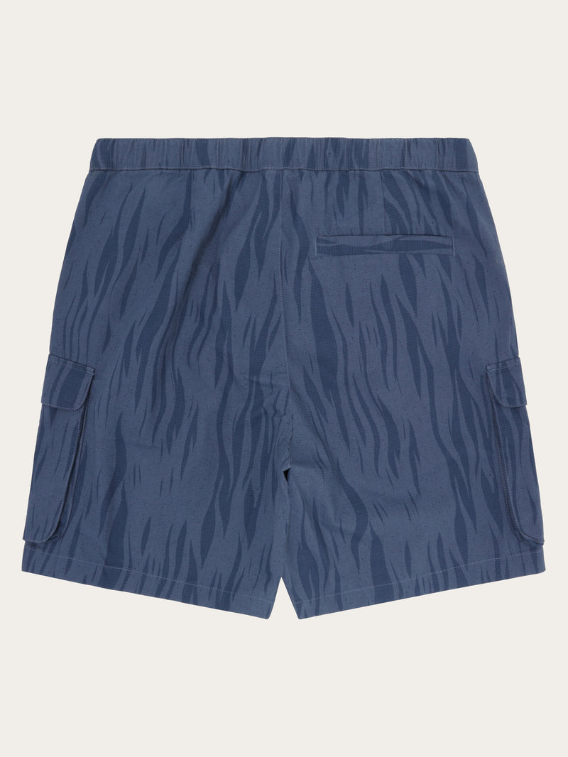 KnowledgeCotton Apparel - MEN FLINT ripstop Northern Lights twill belt cargo shorts - GOTS/Vegan Shorts 9921 Blue