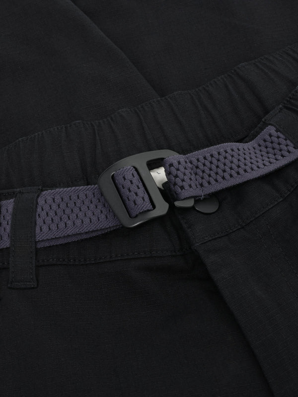 KnowledgeCotton Apparel - MEN FLINT ripstop twill belt cargo shorts - GOTS/Vegan Shorts 1300 Black Jet