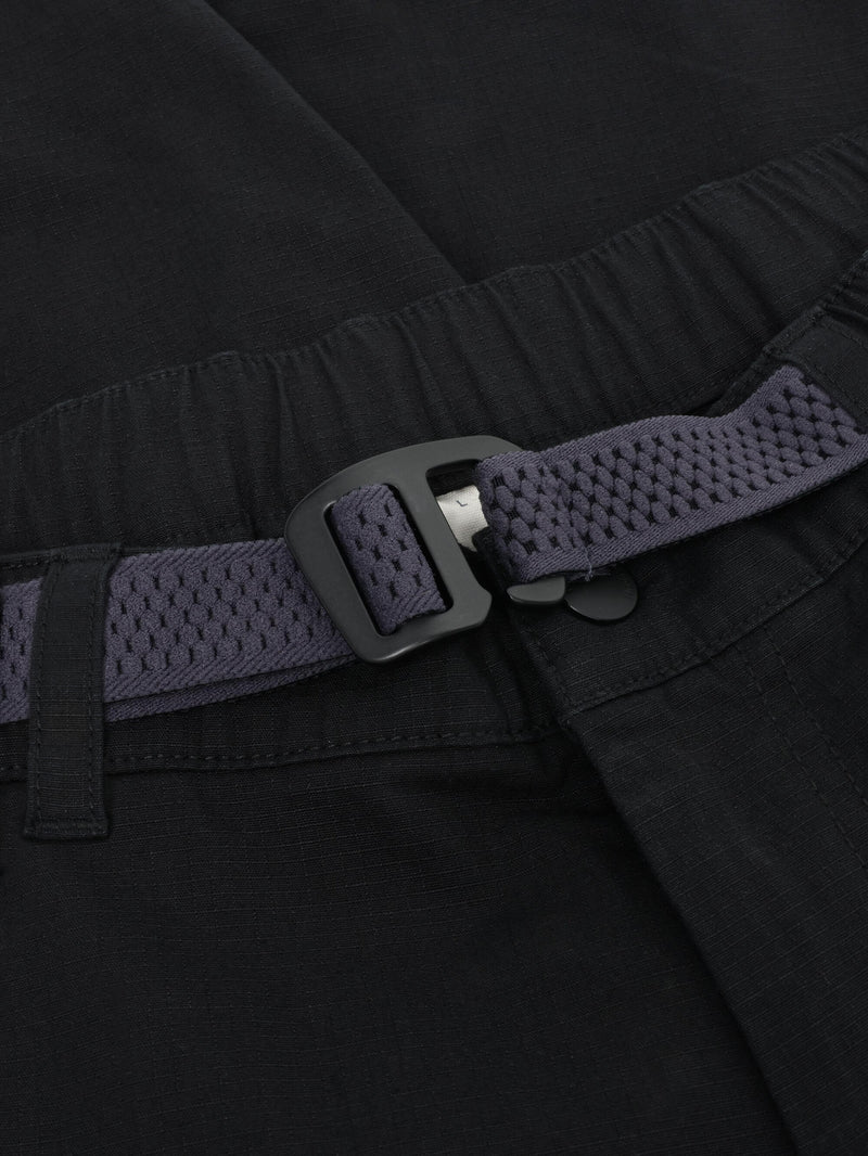 KnowledgeCotton Apparel - MEN FLINT ripstop twill belt cargo shorts - GOTS/Vegan Shorts 1300 Black Jet