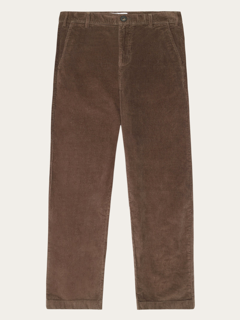 KnowledgeCotton Apparel - MEN FLINT wide corduroy chino pants Pants 1243 Demitasse (brown)