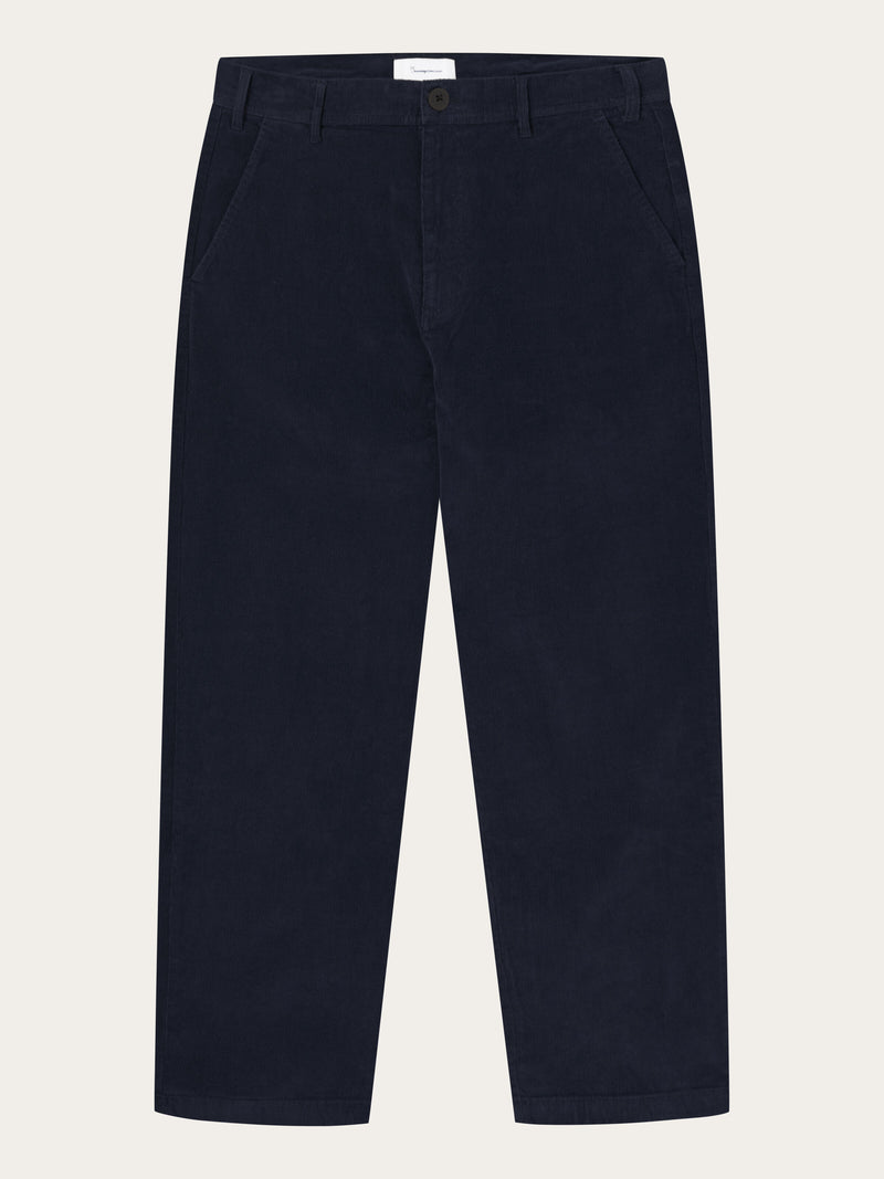 KnowledgeCotton Apparel - MEN FLINT wide corduroy chino pants Pants 1412 Night Sky