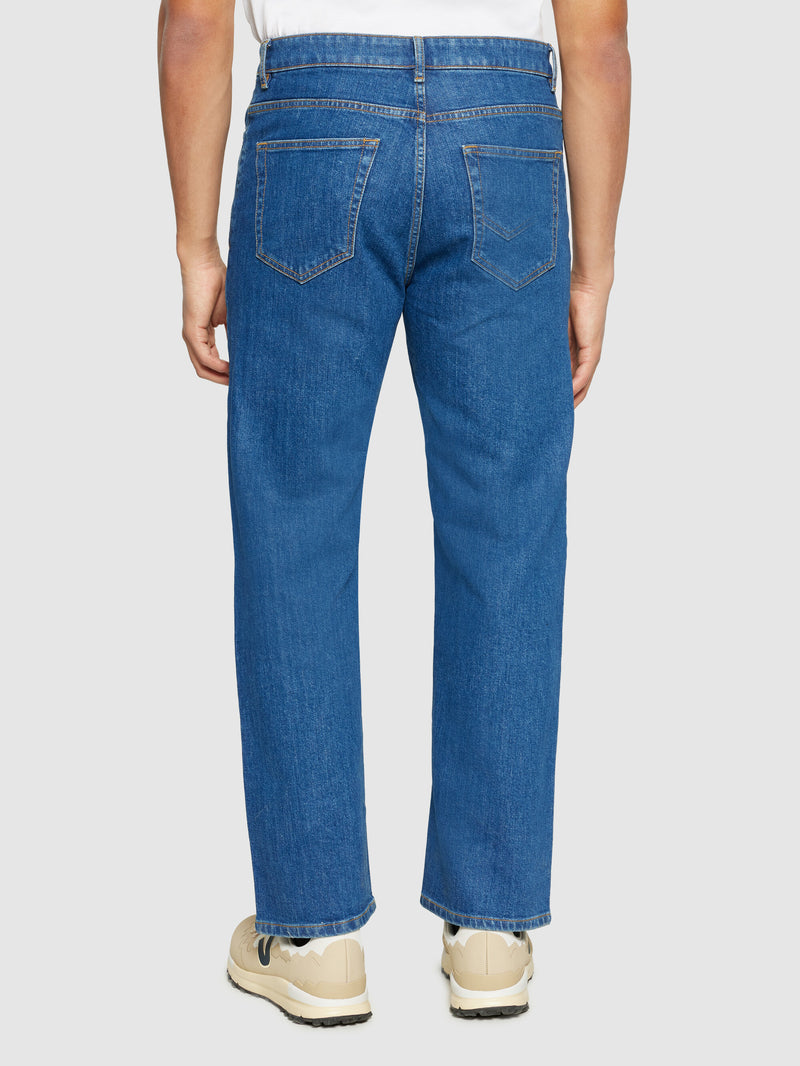 KnowledgeCotton Apparel - MEN FLINT wide denim jeans mid blue - GOTS/Vegan Denim jeans 3043 Medium Blue