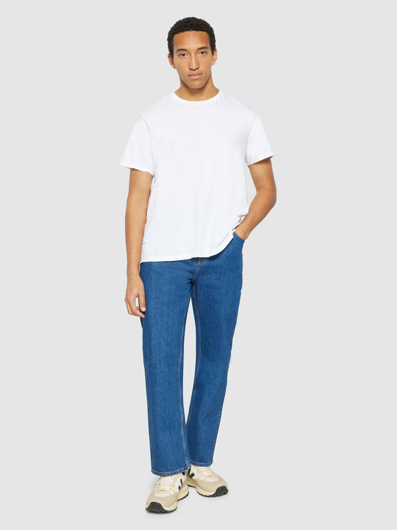 KnowledgeCotton Apparel - MEN FLINT wide denim jeans mid blue - GOTS/Vegan Denim jeans 3043 Medium Blue