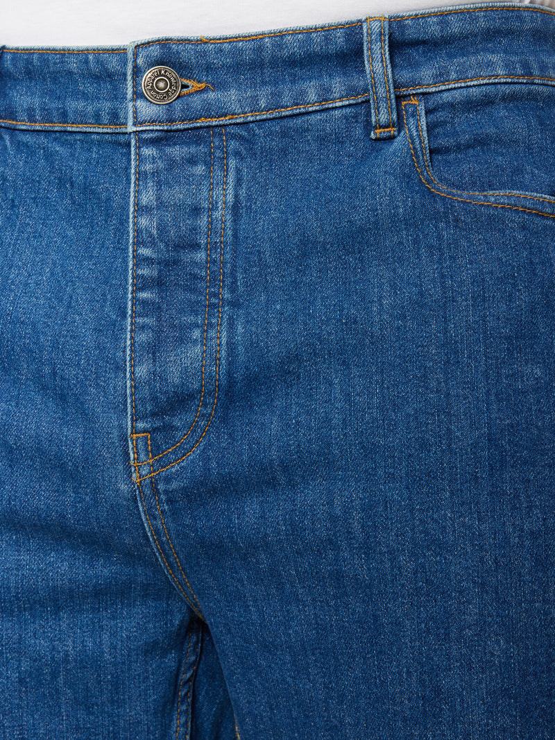 KnowledgeCotton Apparel - MEN FLINT wide denim jeans mid blue - GOTS/Vegan Denim jeans 3043 Medium Blue