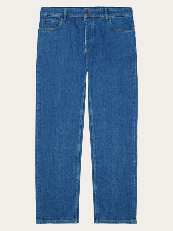 KnowledgeCotton Apparel - MEN FLINT wide denim jeans mid blue - GOTS/Vegan Denim jeans 3043 Medium Blue