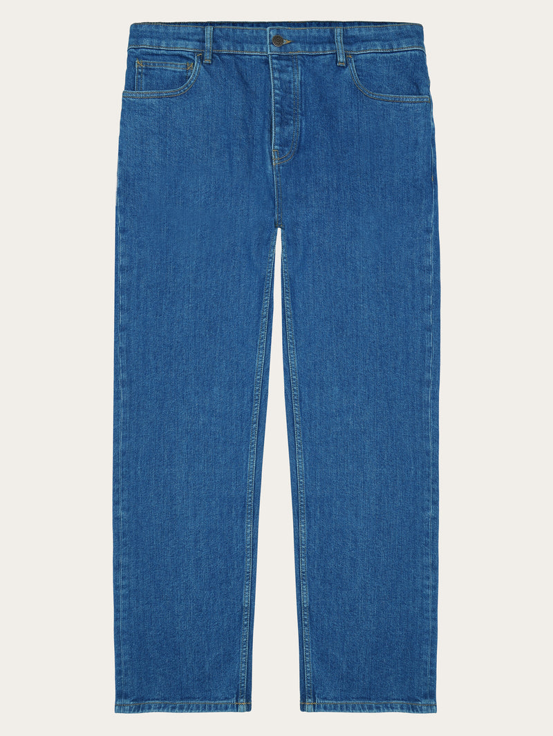 KnowledgeCotton Apparel - MEN FLINT wide denim jeans mid blue - GOTS/Vegan Denim jeans 3043 Medium Blue