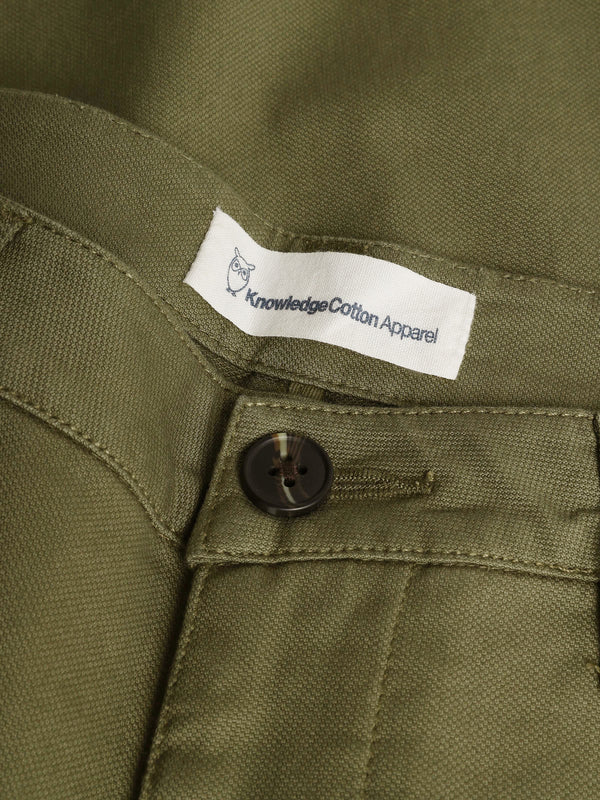 KnowledgeCotton Apparel - MEN FLINT wide slub yarn pants - GOTS/Vegan Pants 1068 Burned Olive