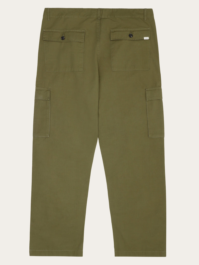 KnowledgeCotton Apparel - MEN FLINT wide slub yarn pants - GOTS/Vegan Pants 1068 Burned Olive