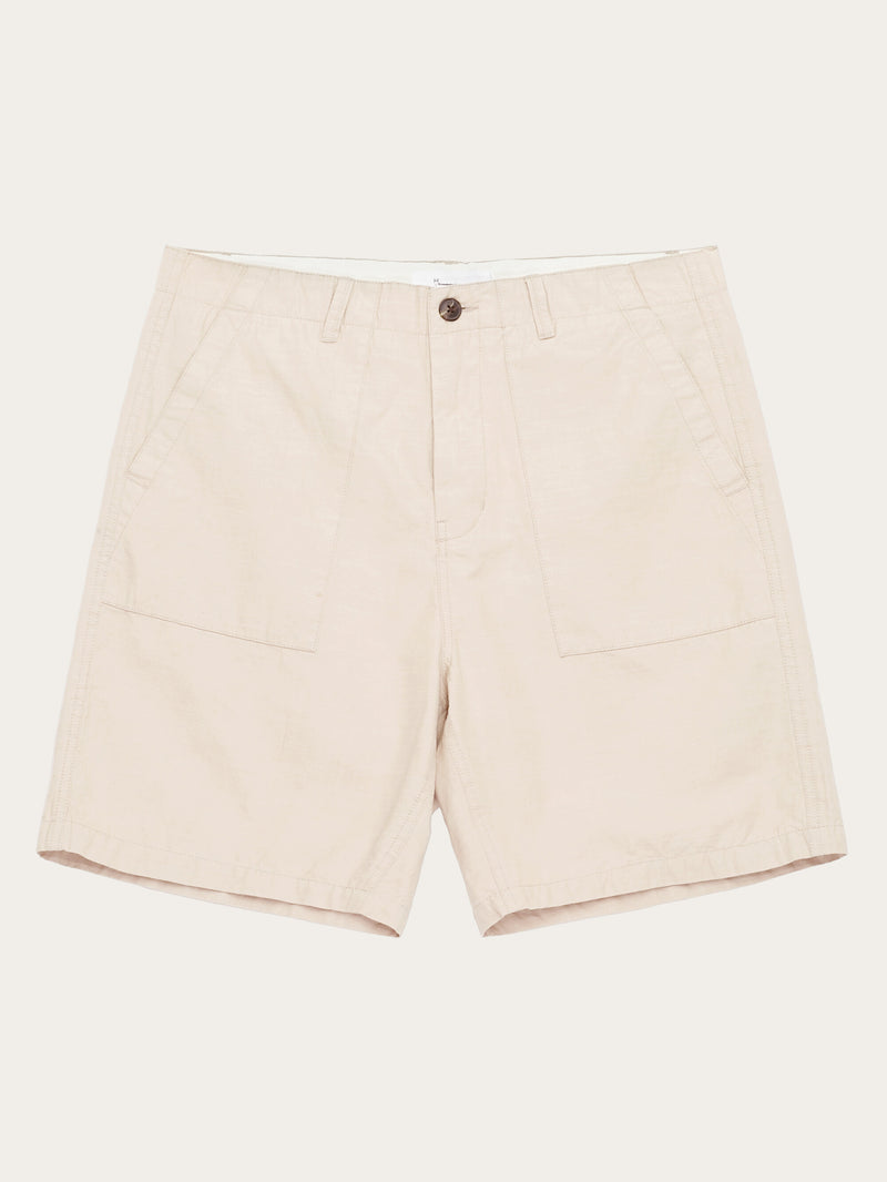 KnowledgeCotton Apparel - MEN FLINT wide slub yarn shorts - GOTS/Vegan Shorts 1228 Light feather gray