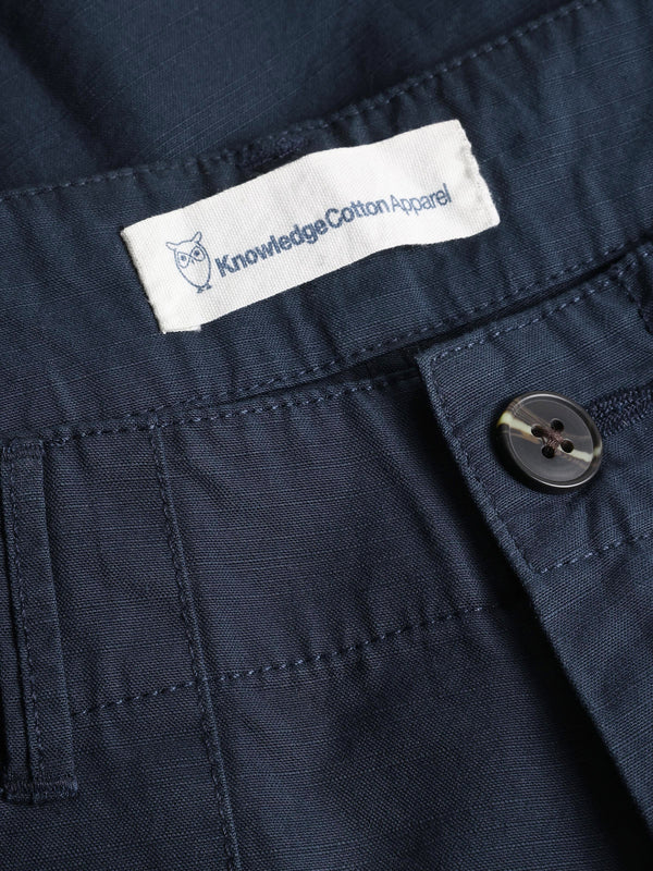 KnowledgeCotton Apparel - MEN FLINT wide slub yarn shorts - GOTS/Vegan Shorts 1001 Total Eclipse
