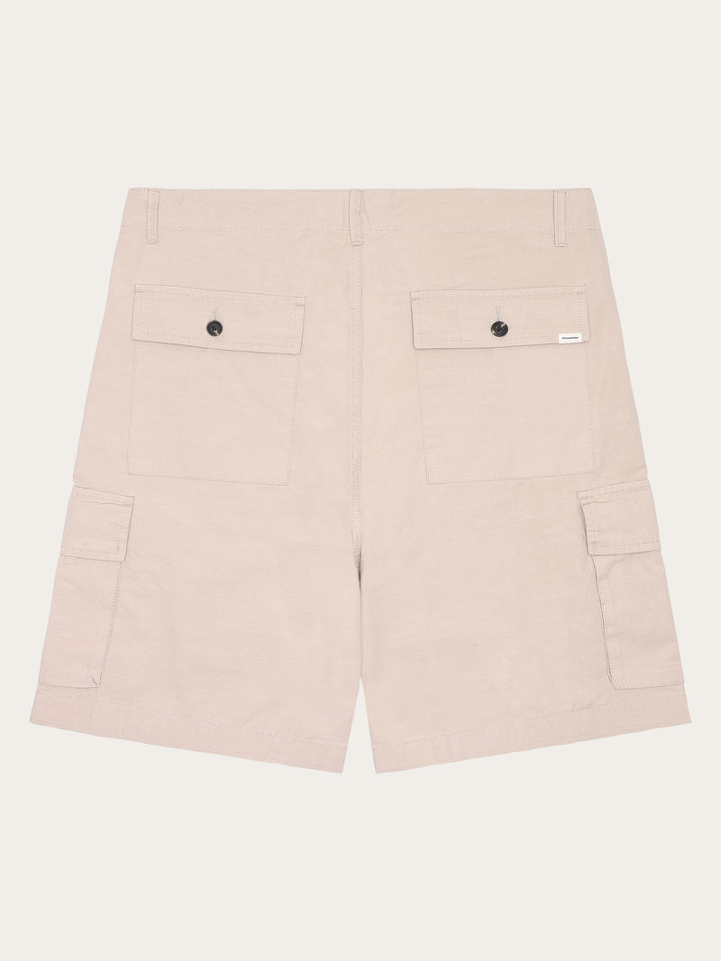 KnowledgeCotton Apparel - MEN FLINT wide slub yarn shorts - GOTS/Vegan Shorts 1228 Light feather gray