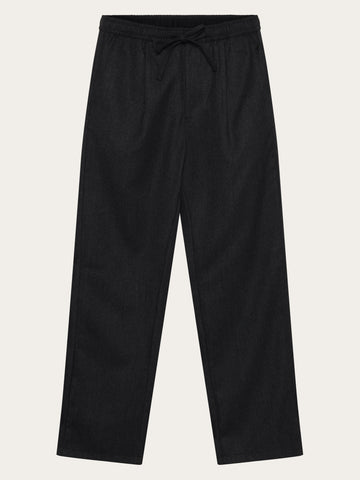 KnowledgeCotton Apparel - MEN Fig comfort wool pants Pants 1073 Dark Grey Melange