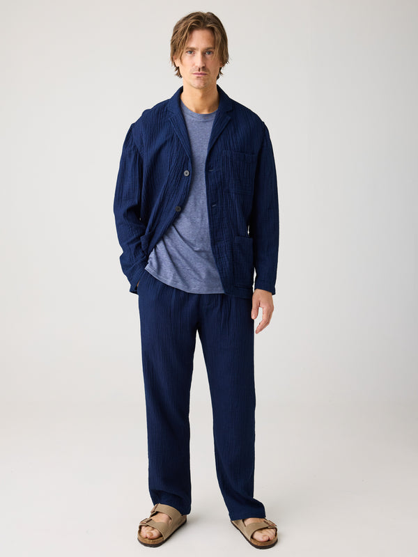 KnowledgeCotton Apparel - MEN Fig loose dobby pants Pants 1483 Indigo