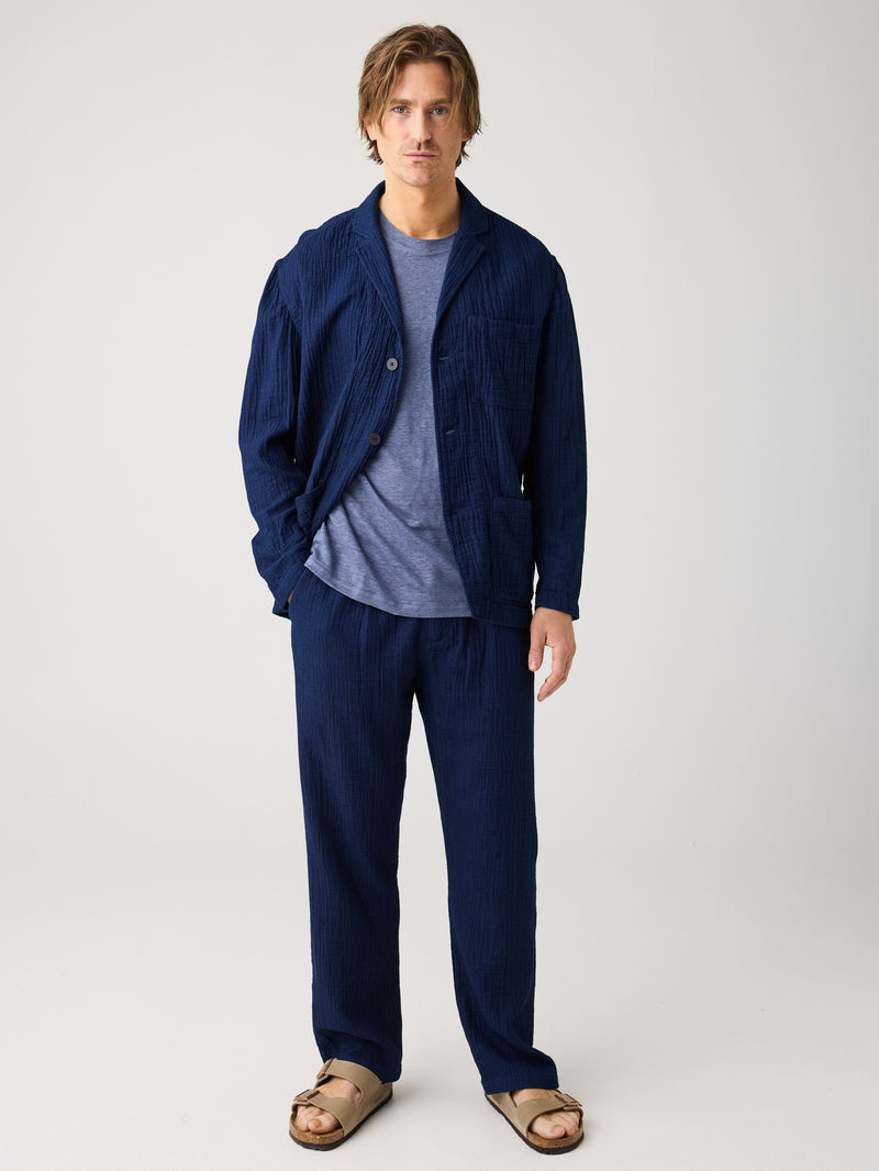 KnowledgeCotton Apparel - MEN Fig loose dobby pants Pants 1483 Indigo