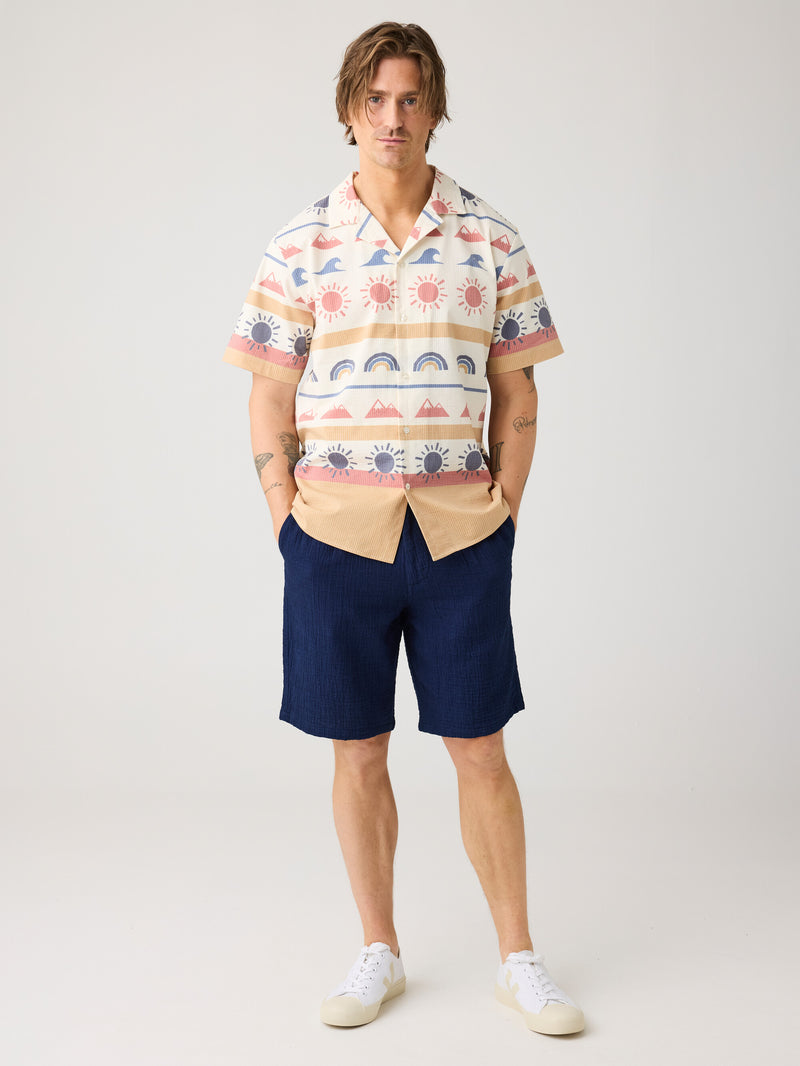 KnowledgeCotton Apparel - MEN Fig loose dobby shorts Shorts 1483 Indigo