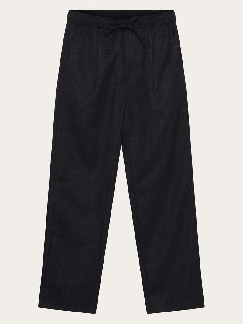 KnowledgeCotton Apparel - MEN Fig loose wool pants Pants 1073 Dark Grey Melange